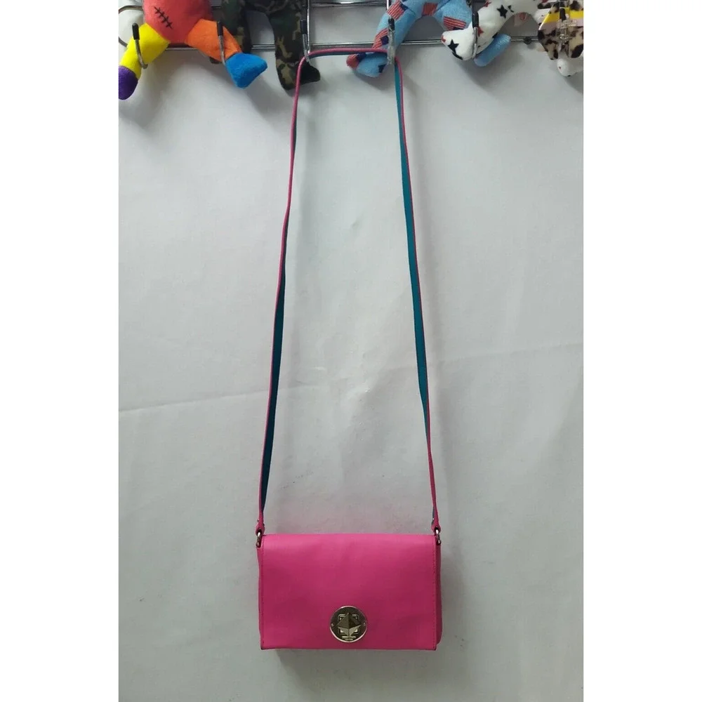 Kate Spade New York Pink Leather Turnlock Flap Closure Crossbody Bag